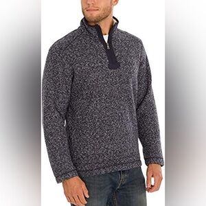 Orvis Brighton Quarter-zip black marled sweater with Sherpa lining Size Large